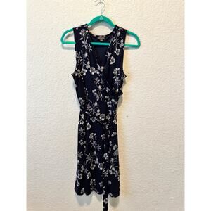Women's MIX Blue Floral Dress with Tie Size L